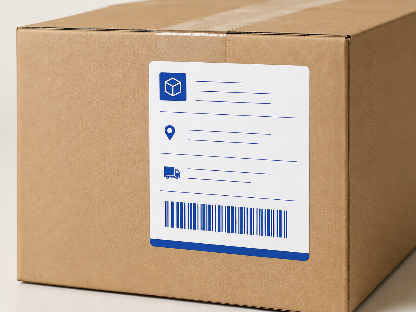 Shipping label on a package